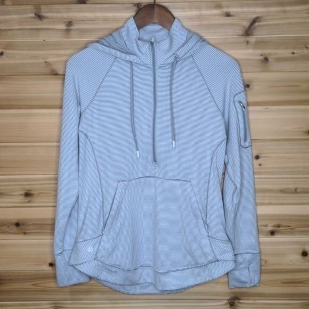 Athleta Heavenly Heights Striped Hoodie Gray size small